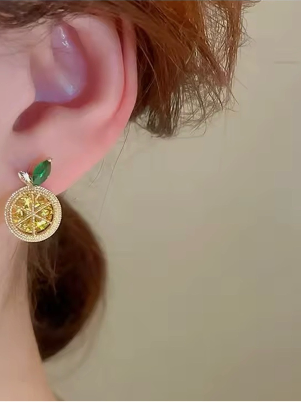 NEW Gold and Green Fruit-Inspired Stud Earrings - Brand